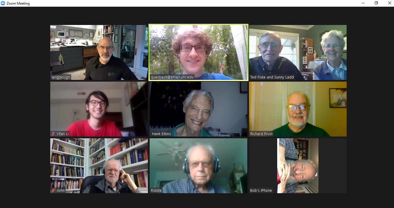 A screenshot of participants on a Zoom call
